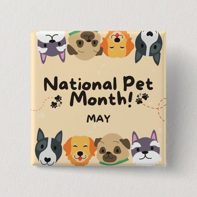 National Pet Month 15 Cm Square Badge (Front)