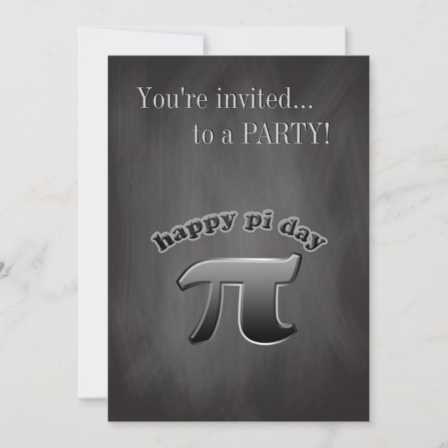 National Pi Day Chalkboard | Pi Symbol March 14 Invitation (Front)