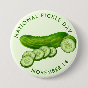 National Pickle Day, watercolor pickles 7.5 Cm Round Badge