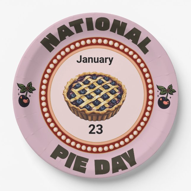 National Pie Day Cherry Pie Paper Plate (Front)