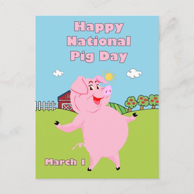 National Pig Day March 1st Postcard (Front)