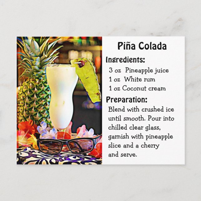 National Piña Colada Day recipe card (Front)