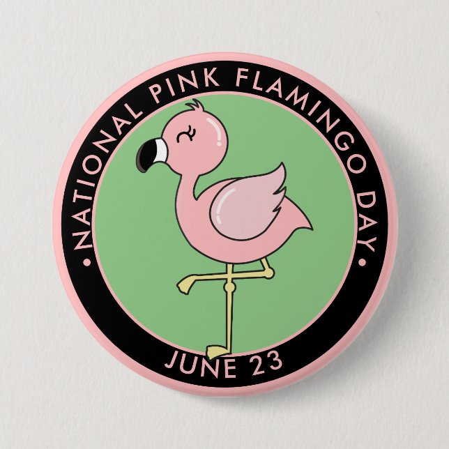 National Pink Flamingo Day, cute cartoon flamingo 7.5 Cm Round Badge (Front)