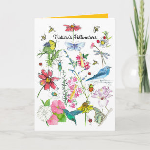 National Pollinators Month June Honeybee Birds Bug Card