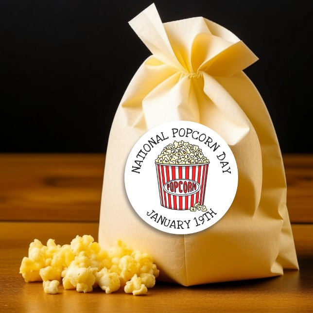 National Popcorn Day | January 19th Classic Round Sticker (Creator Uploaded)