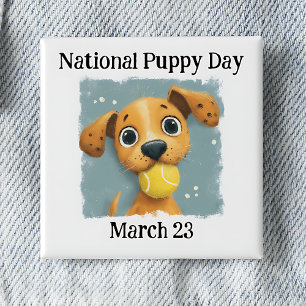 National Puppy Day 15 Cm Square Badge