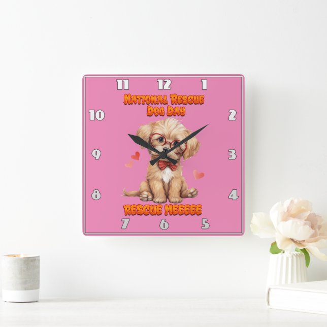 National Purebred Dog Day Celebration Artwork Square Wall Clock (Home)