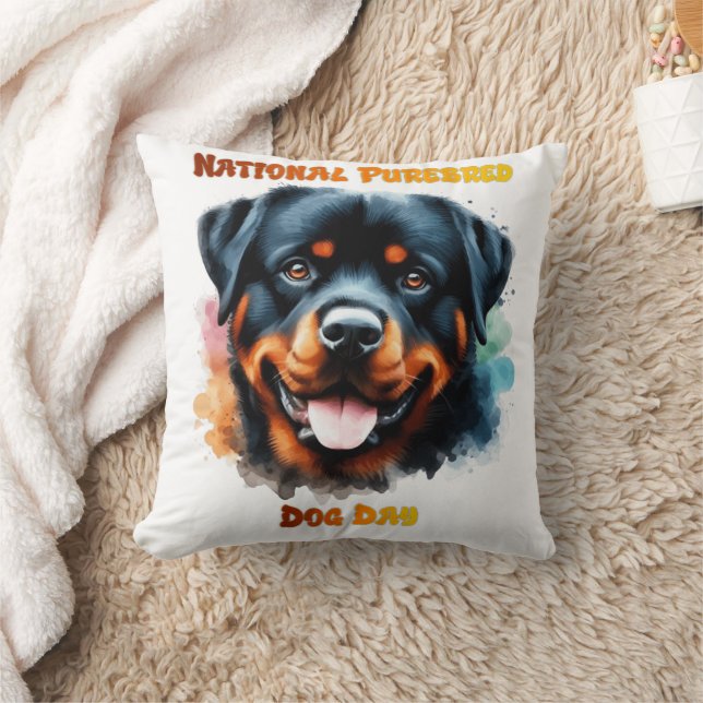 National Purebred Dog Day Rottweiler Artwork Cushion (Blanket)