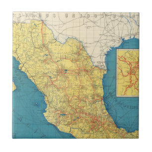 National Railroads of Mexico Map Ceramic Tile