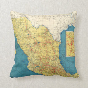 National Railroads of Mexico Map Cushion