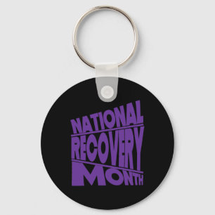 National Recovery Month Purple Typography Design Key Ring