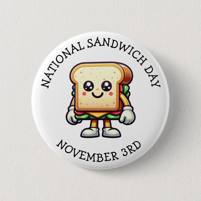 National Sandwich Day | November 3rd 6 Cm Round Badge (Front)