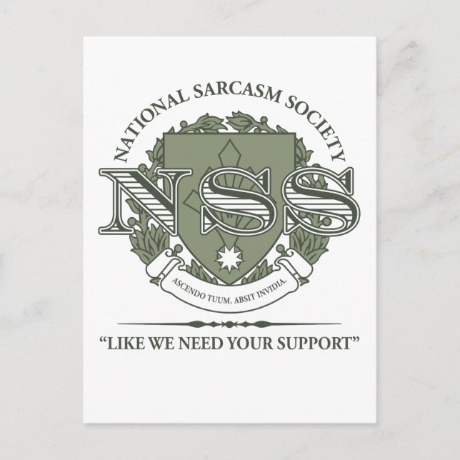 National Sarcasm Society Postcard (Front)