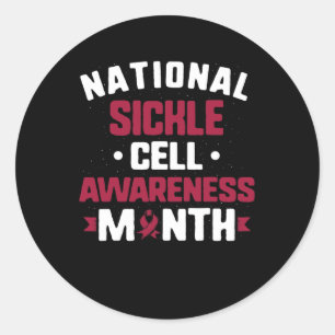 National Sickle Cell Awareness Month Burgundy Ribb Classic Round Sticker