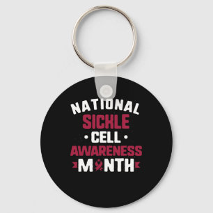 National Sickle Cell Awareness Month Burgundy Ribb Key Ring