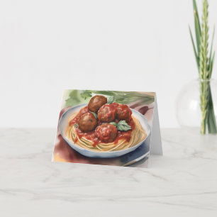National Spaghetti Day D - January 4 - Watercolor  Card
