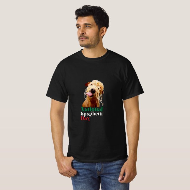 National Spaghetti Day Funny Art Design T-Shirt (Front Full)