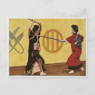 National Sport In 1920 Vintage Style From Japan Postcard