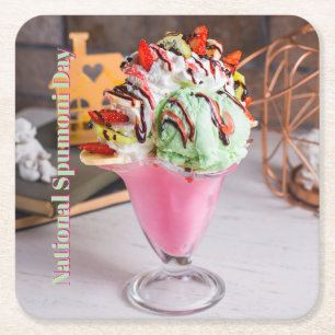 National Spumoni Day Square Paper Coaster