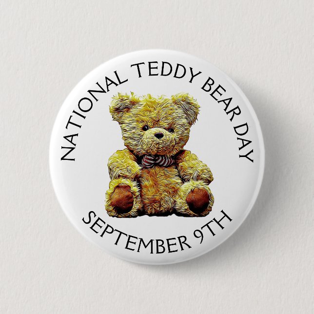 National Teddy Bear Day September 9th Holiday 6 Cm Round Badge (Front)