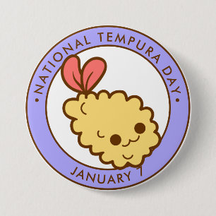 National Tempura Day, kawaii shrimp tempura 7.5 Cm Round Badge