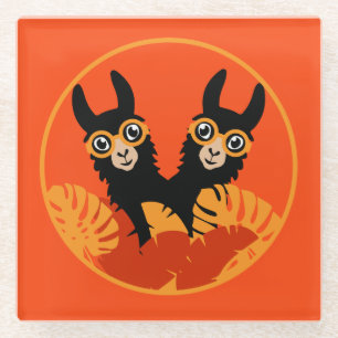 National Twin Day Llama Alpaca Glass Coaster