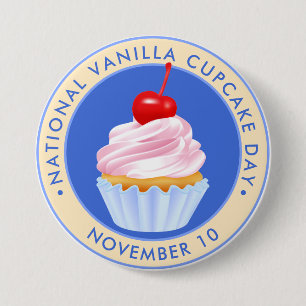 National Vanilla Cupcake Day, cherry 7.5 Cm Round Badge