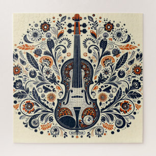 National Violin Day Harmony Puzzle with Folk Art 