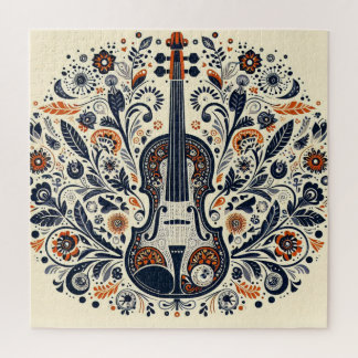 National Violin Day Harmony Puzzle with Folk Art 