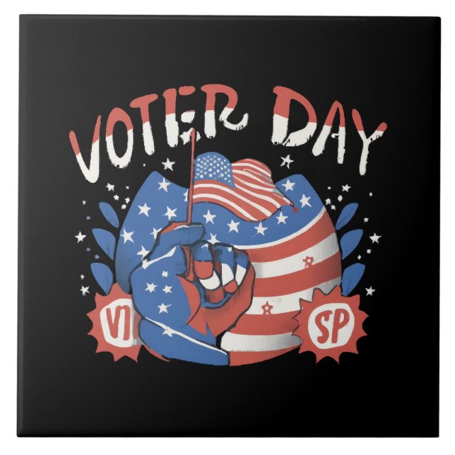 National Voter Registration Day Ceramic Tile (Front)