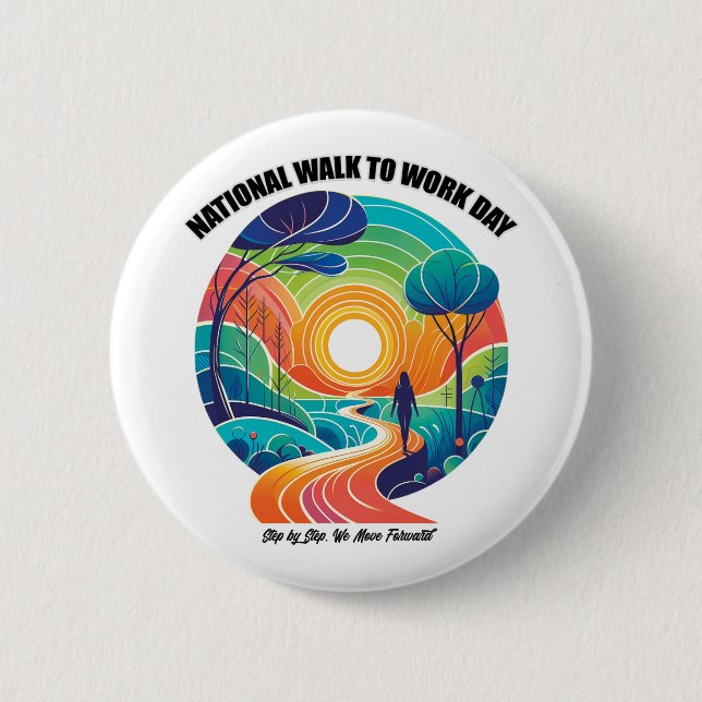 National Walk To Work Day 6 Cm Round Badge (Front)