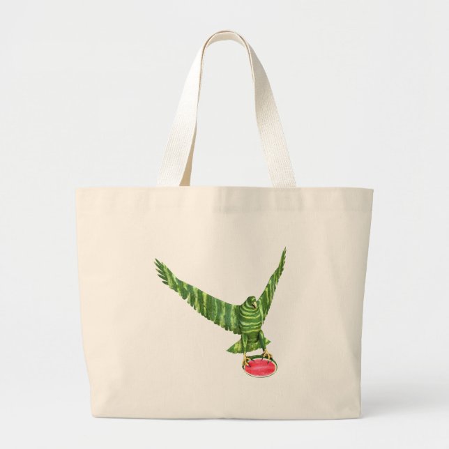 National Watermelon Day Eagle Large Tote Bag (Front)