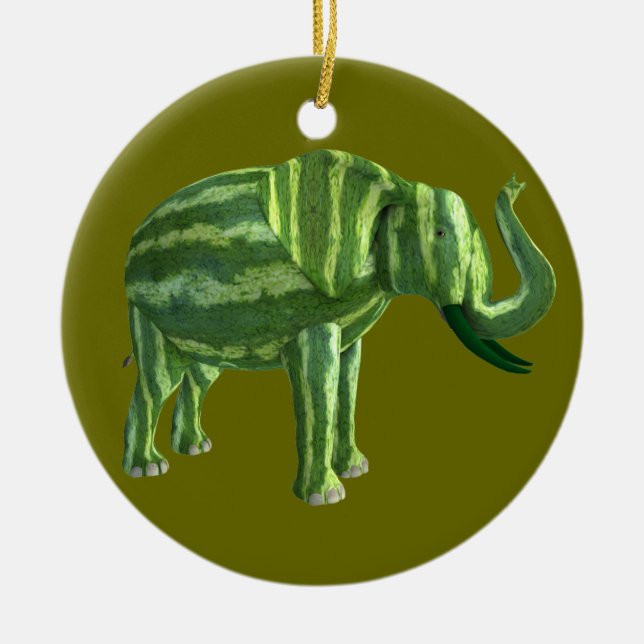National Watermelon Day Elephant Ceramic Ornament (Front)