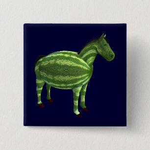 National Watermelon Day Horse 15 Cm Square Badge