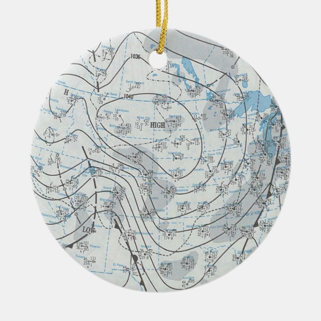 National Weather Map Ceramic Ornament (Front)
