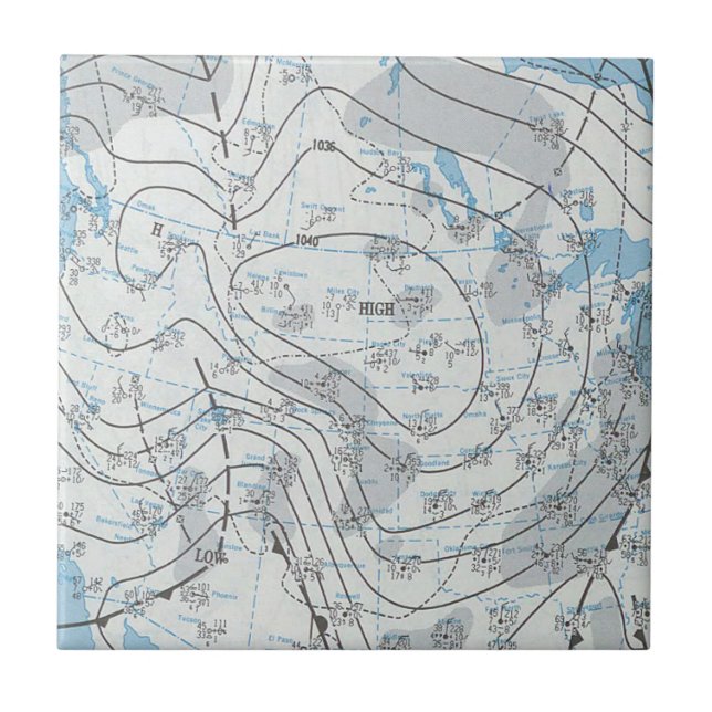 National Weather Map Ceramic Tile (Front)