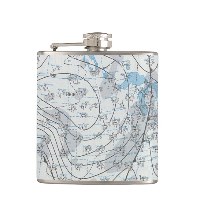 National Weather Map Hip Flask (Front)