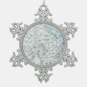 National Weather Map Snowflake Pewter Christmas Ornament