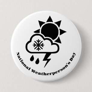 National Weatherperson's Day Button with Symbols