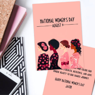 National Women’s Day Global Women Pink Floral Holiday Card