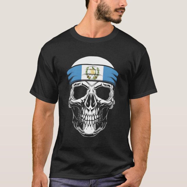 Nationality Country Origin Skull Flag Guatemala T-Shirt (Front)
