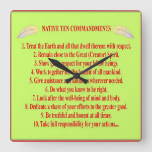 Native 10 Commandments Acrylic Wall Clock