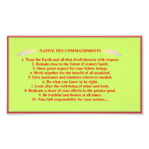 Native 10 Commandments Photo Paper Poster
