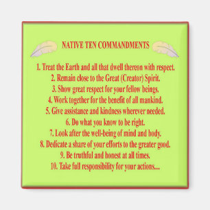 Native 10 Commandments Square Magnet
