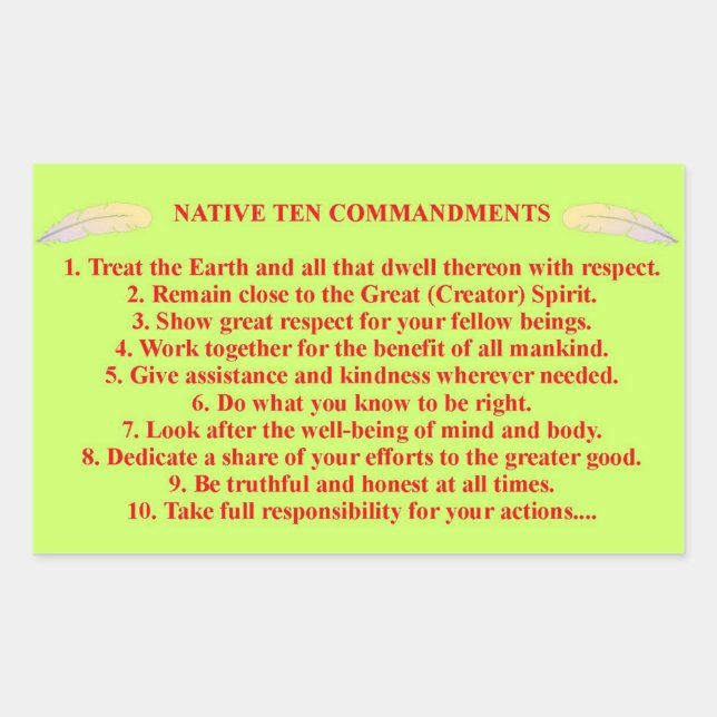 Native 10 Commandments Sticker (Front)