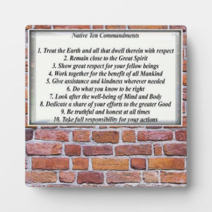 Native 10 Commandments Tabletop Plaque with Easel