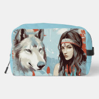 Native America-Indian Princess, Wolf Toiletry Bag 