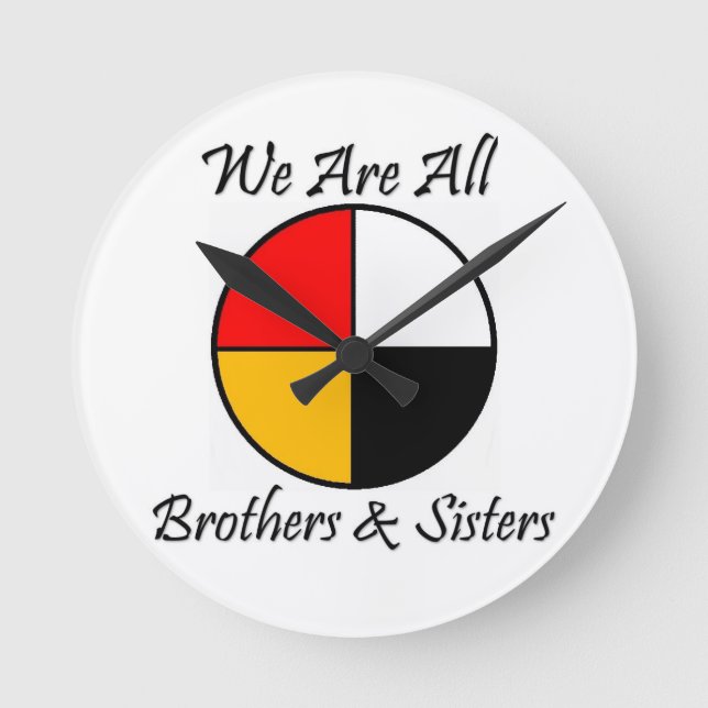 Native American 4 Directions gear Round Clock (Front)