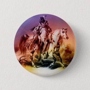 Native American 6 Cm Round Badge