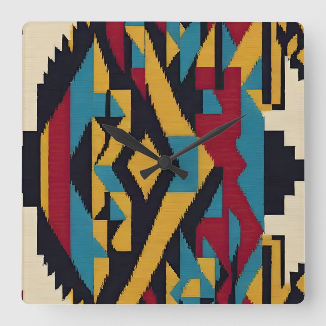Native American Abstract Tribute 01 Square Wall Clock (Front)